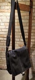 Coach Black Leather Messenger Bag B Side