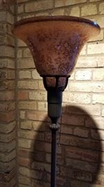 Floor Lamp Mottled Shade Torchiere as is