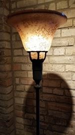 Floor Lamp Mottled Shade Torchiere Lit as is
