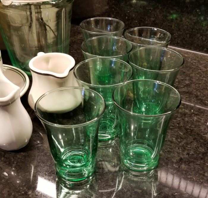 Green Depression Juice Glasses