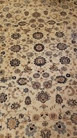 Ivory Wool Area Rug Center Design