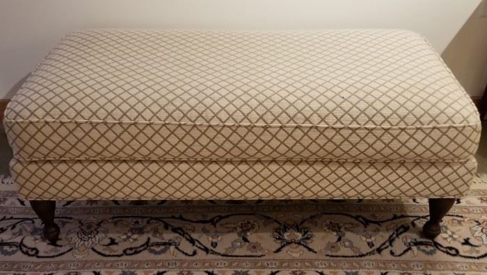 Ottoman Cream and Taupe Diamond Pattern Rectangular