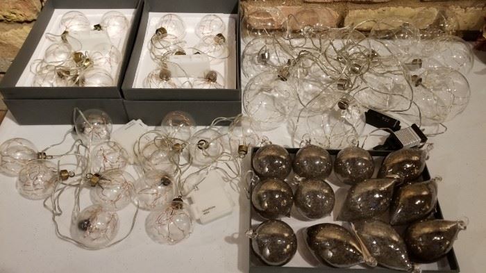 Restoration Hardware Copper Accent Light String and Ornament Lot