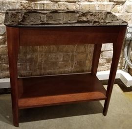 Side Table Smoked Glass Top and Shelf Base