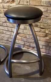 Steel Bar Stool Black Seat Swivel Base