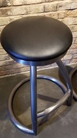Steel Bar Stool Black Seat Top