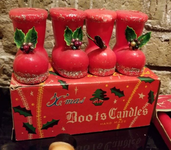 Vintage Christmas Novelty Candle Boots