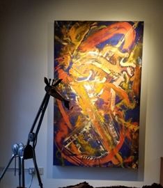 Giraffe Sculpture and Liza Painting