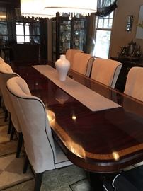 Mitchell Gold Chairs Fantastic inlaid dining table easily being able to extend to banquet size as needed.
