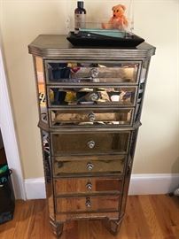 Tall mirrored jewelry chest