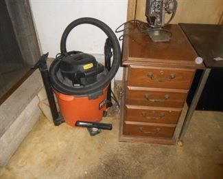 Wood file cab and shop vac