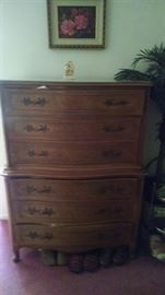 brown French Provincial dresser