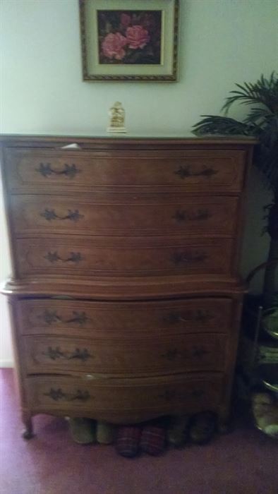 brown French Provincial dresser