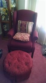 wingback chair and ottoman