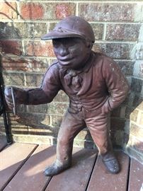 Vintage cast iron unpainted lawn jockey “Jocko” African-Americana, RARE.  Do you know the story of Jocko Graves? 