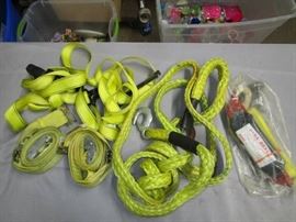 Yellow Tow Rope and Straps Lot
