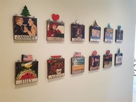 Folk Art hand painted calendar plaques by Nancy Thomas