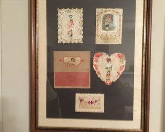 Framed antique valentines