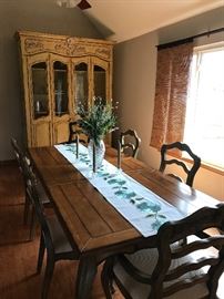 Country French Cabinet, farm table and dining room chairs