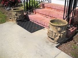 CONCRETE POTS WITH RABBITS