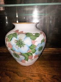 Signed Hand Painted Milk Glass Vase