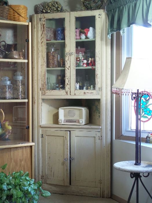 1800's primitive corner cupboard cabinet