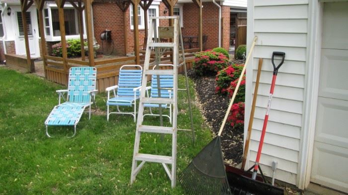 vintage outdoor chairs - CLEAN damage free, ladder and tools 