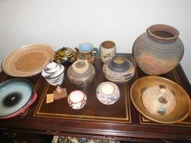 Native American & other hand-made pottery