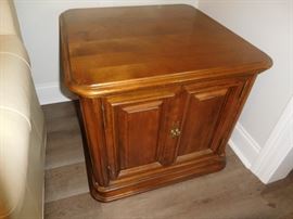 One of 2 nice walnut end tables