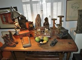 Antique Mahogany Console / Dining Table w/ 1 Leaf