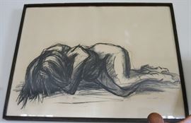 "Nude" Large Charcoal by Arnold Mesches, listed