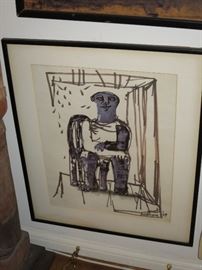 "Seated Man"  Ink Wash by Morris Broderson