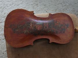 Back of Early American Gilt & Painted Violin