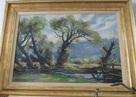 "Oak Pond" Orig. Oil by Joshua Meador, listed