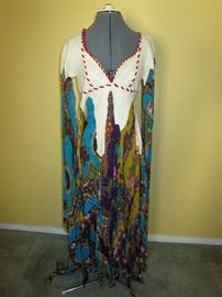 Beaded Suede & Silk Scarf Gown by St. Angelo