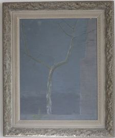 "Night View" by Helen Lundeberg, listed, 1908 - 1999.  signed & dated