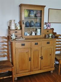 Antique Pine China Cabinet