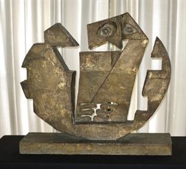 "Chicken in the Egg" Brutalist Gilt Bronze by Bruno Groth, (listed) signed & dated 1967