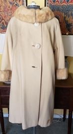 "Jackie Kennedy" Fur Trimmed Wool Coat