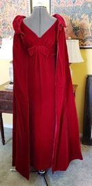 Another Fabulous Red Velvet Gown and Cape by Nolan Miller, worn to the Inauguration of John Kennedy