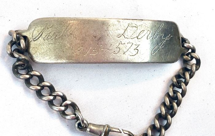 Military serviceman's WWII Sterling ID Bracelet 