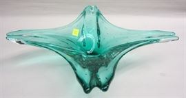 Mid-century green glass bowl