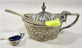 Silver Plate Master salt with spoon and glass insert