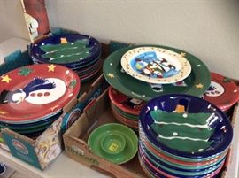 Hand painted Christmas dish set