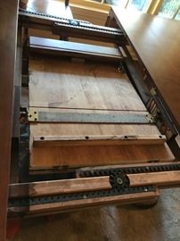 #1 tall table with 8 chairs and built in leaf 48-60x48x36 350.00