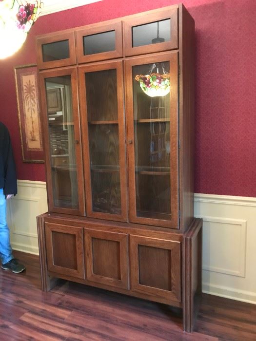 #2 mid century china cabinet two pieces with 4 doors 45x16x71 275.00