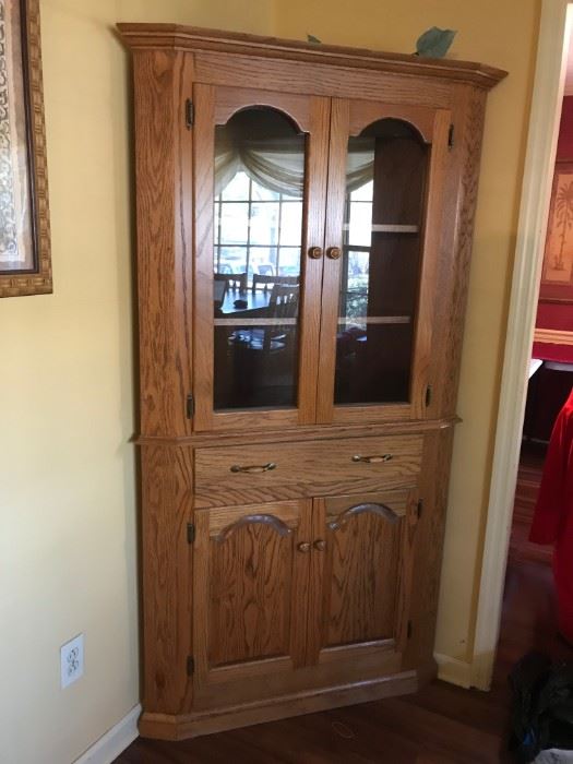#3 oak corner cabinet 4 doors and drawer 42x30x73 125.00