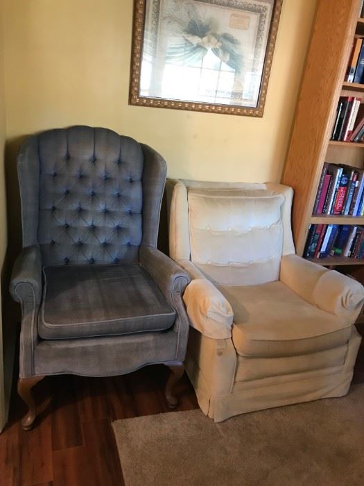 #5 yellow button back club chair 65.00 $          #6 blue button back wingback chair 65.00