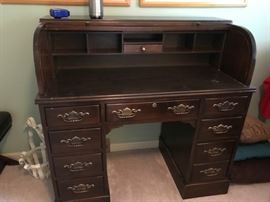 #30 Roll Top wood desk 2 piece 43x22x32-42 $100