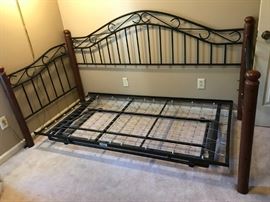 #33 Metal and wood trundle bed with mattresses 175.00